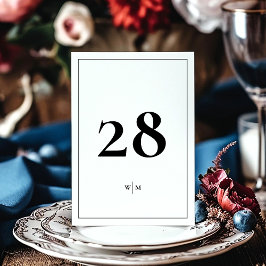 5 x 7 Svart Ram Vita Bröllops Bordnummer Inbjudningar