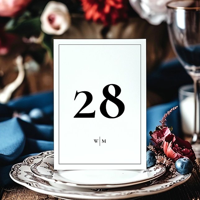 5 x 7 Svart Ram Vita Bröllops Bordnummer Inbjudningar (Skapare uppladdad)