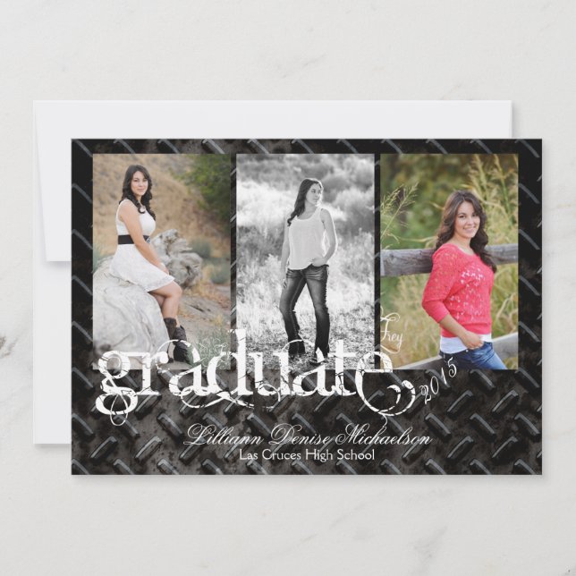 5 x 7 Svart stål Metall-Aluminium Senior-meddeland Meddelande (Framsida)