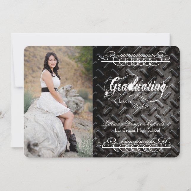 5 x 7 Svart stål Metall-Aluminium Senior-meddeland Meddelande (Framsida)