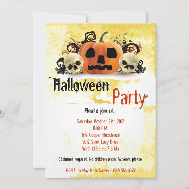 5 x 7-talande Pumpkin Halloween Costume-inbjudan Inbjudningar (Framsida)