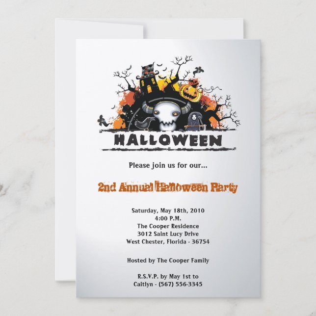 5 x 7 Taloky House Halloween Costume-inbjudan Inbjudningar (Framsida)
