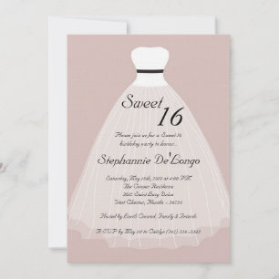 5 x 7 Tan Sheer Dress Sweet 16 Birthday-inbjudan Inbjudningar