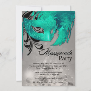 5 x 7 Teal Masquad Sweet 16 födelsedagsinbjudan Inbjudningar