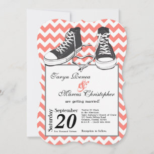 5 x 7 Teenage Sneakers Chevron Wedding bjudande Inbjudningar