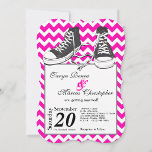 5 x 7 Teenage Sneakers Chevron Wedding bjudande Inbjudningar