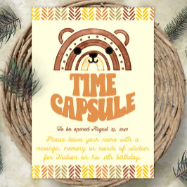 5 x 7 Tid för kapsel Boho Woodland Bear Birthday Poster