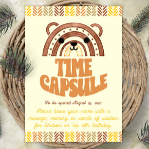 5 x 7 Tid för kapsel Boho Woodland Bear Birthday Poster