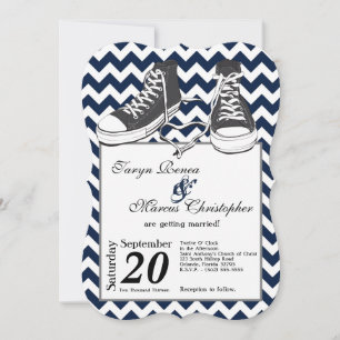 5 x 7 Tonåringar Sneakers Chevron-bröllopsinbjudan Inbjudningar