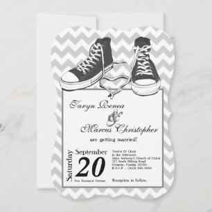 5 x 7 Tonåringar Sneakers Chevron-bröllopsinbjudan Inbjudningar