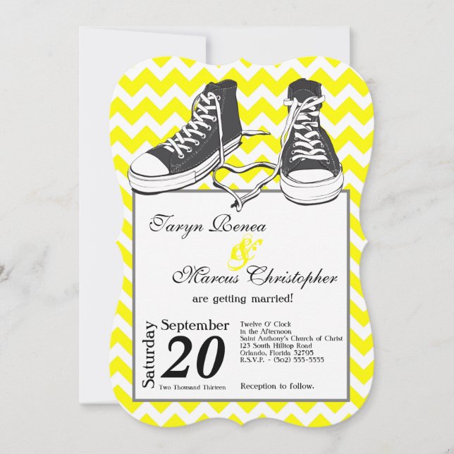 5 x 7 Tonåringar Sneakers Chevron-bröllopsinbjudan Inbjudningar (Framsida)
