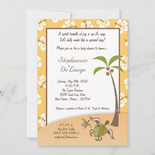 5 x 7 Tropical Turtle Mamma Baby Shower-inbjudan Inbjudningar