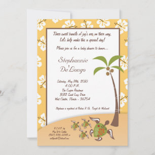 5 x 7 Tropical Turtle Mamma TRIPLET Shower-inbjuda Inbjudningar