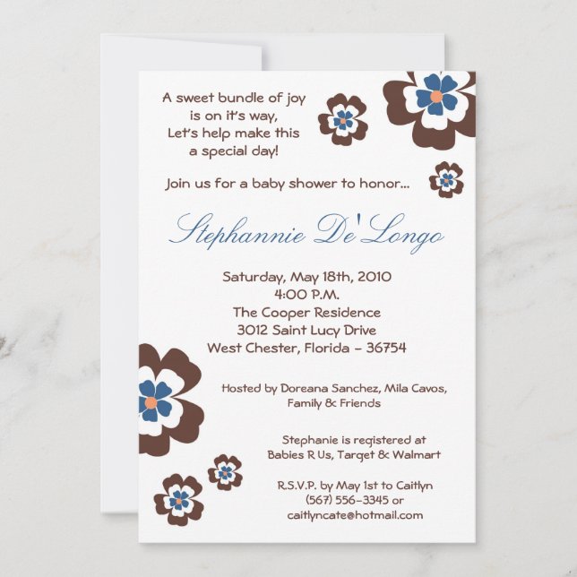 5 x 7 TropicalHawaiian Flower Baby Shower-inbjudan Inbjudningar (Framsida)