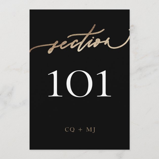 5 x 7-tums svart Guld-Bröllop-Bordsnummer Inbjudningar (Framsida)