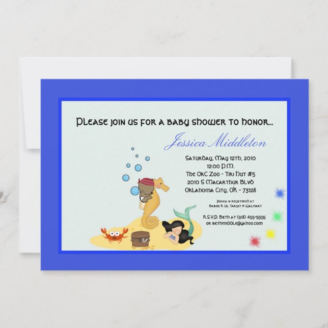 5 x 7 under Sea Ocean Boy Shower-inbjudan Inbjudningar (Framsida)