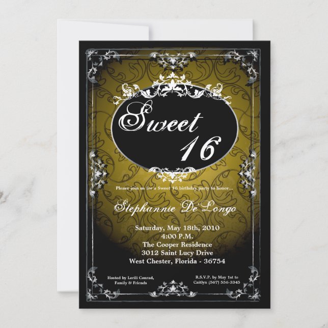 5 x 7 Väntande Broach Sweet 16 födelsedagsinbjudan Inbjudningar (Framsida)