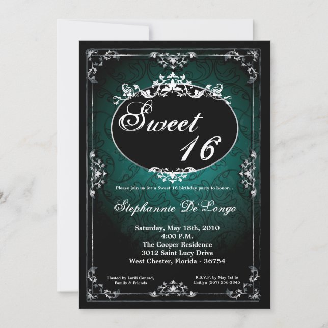 5 x 7 Väntande Broach Sweet 16 födelsedagsinbjudan Inbjudningar (Framsida)