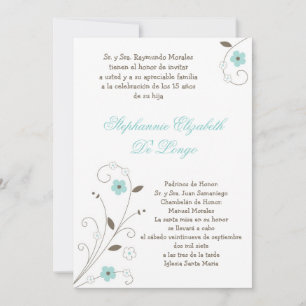 5 x 7 Vår BlueFlower Quinceanera-inbjudan Inbjudningar