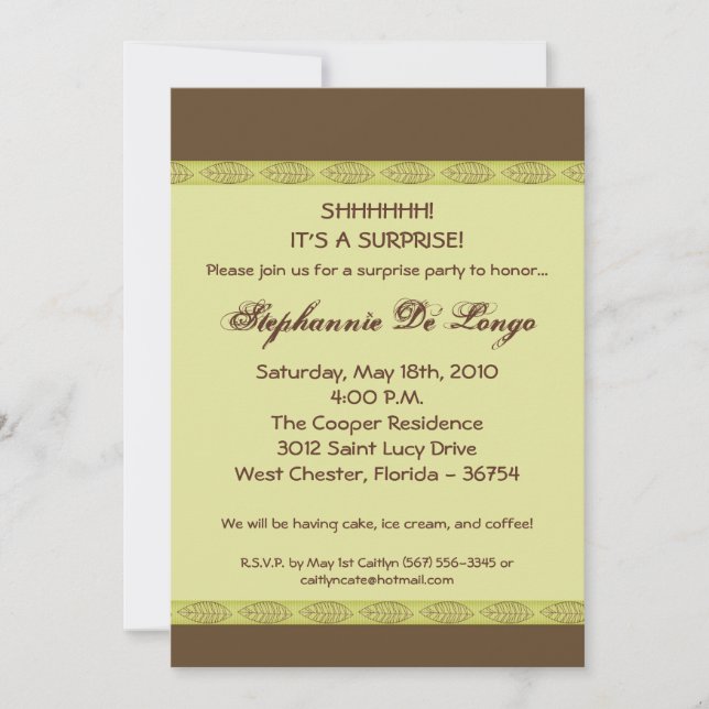 5 x 7 Vår Grönt Löv Zen Birthday-inbjudan Inbjudningar (Framsida)