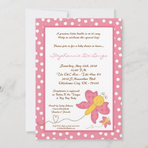 5 x 7 Vår Rosa Butterfly Baby Shower-inbjudan Inbjudningar