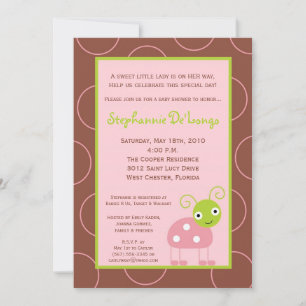 5 x 7 Vår Rosa Nyckelpiga Baby Shower-inbjudan för Inbjudningar