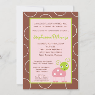 5 x 7 Vår Rosa Nyckelpiga Baby Shower-inbjudan för Inbjudningar