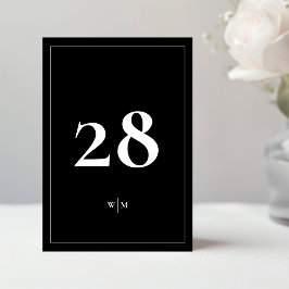 5 x 7 White Frame Black Wedding Table Numbers Inbjudningar