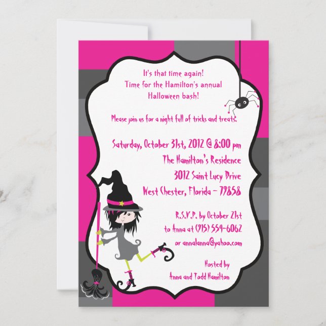 5 x 7 Witchy Ways Halloween fest-inbjudan Inbjudningar (Framsida)