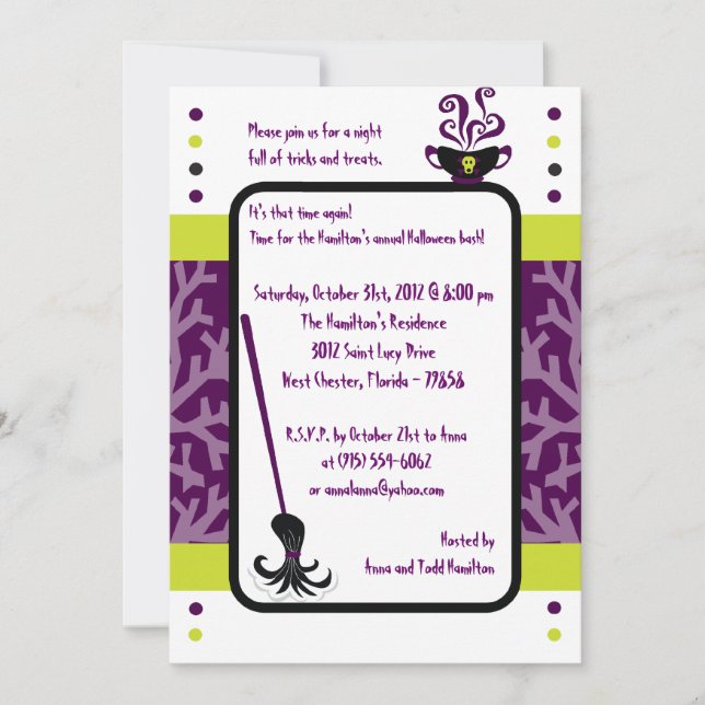 5 x 7 Witchy Ways Lila Halloween fest inbjudan (Framsida)