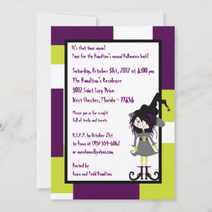 5 x 7 Witchy Ways Lila Halloween fest inbjudan