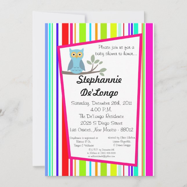 5 x 7 Woodland Skogen Uggla Baby Shower-inbjudan Inbjudningar (Framsida)