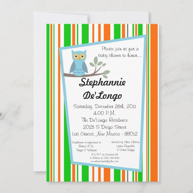 5 x 7 Woodland Skogen Uggla Baby Shower-inbjudan Inbjudningar (Framsida)