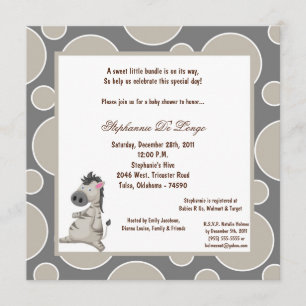 5 x 7 Zebra Pok a-a-Dot Baby Shower Inbjudningar
