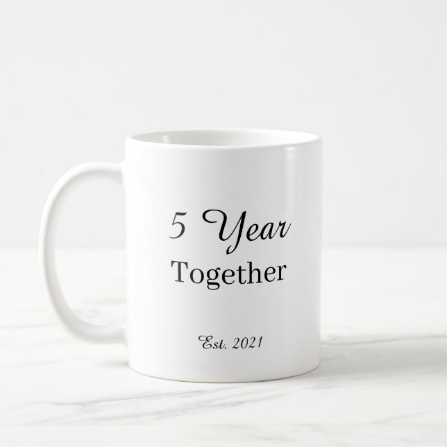 5 Year Anniversary Mug – First Wedding Anniversary Kaffemugg (Vänster)