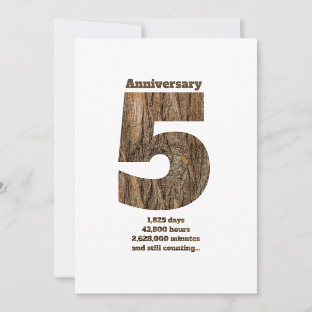 5 Year Anniversary - Wood Anniversary Milestone Inbjudningar (Framsida)
