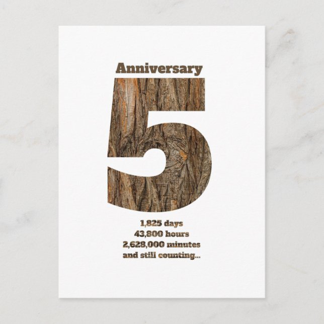 5 Year Anniversary - Wood Anniversary Milestone Vykort (Framsida)