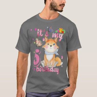 5 Year Old Fox 5th Birthday Party Animal Fox Lover T Shirt