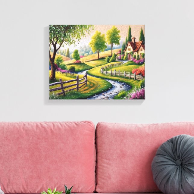 5D DIY Diamond Painting Kit - Countryside Villa Canvastryck (Insitu (Vardagsrum))
