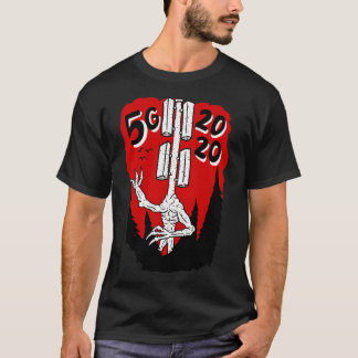 5G 2020. Cellphone Conspiracy Torn Head. T Shirt