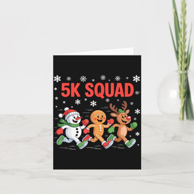 5k Squad Shirt Funny Christmas Running Team  Kort (Framsida)