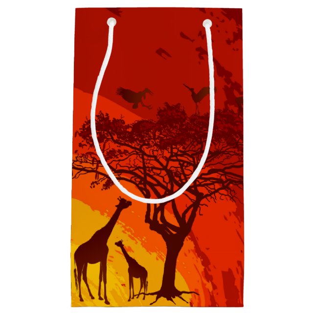 5lx3wx8.5h Small Gift Bag African Safari Giraffe S (Framsidan)