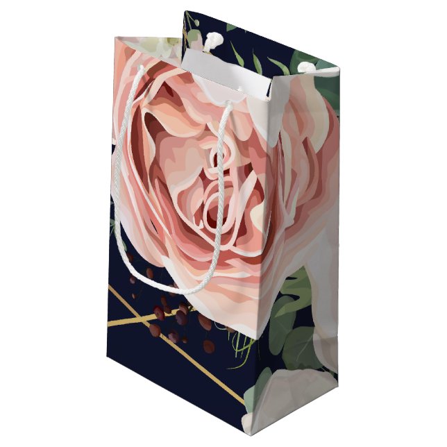 5lx3wx8,5h Small Gift Bag Geometric Garden Navy (Baksidan Vinklad)