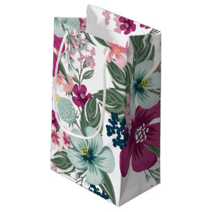 5lx3wx8,5h Small Gift Bag Tropical Flowers on Whit