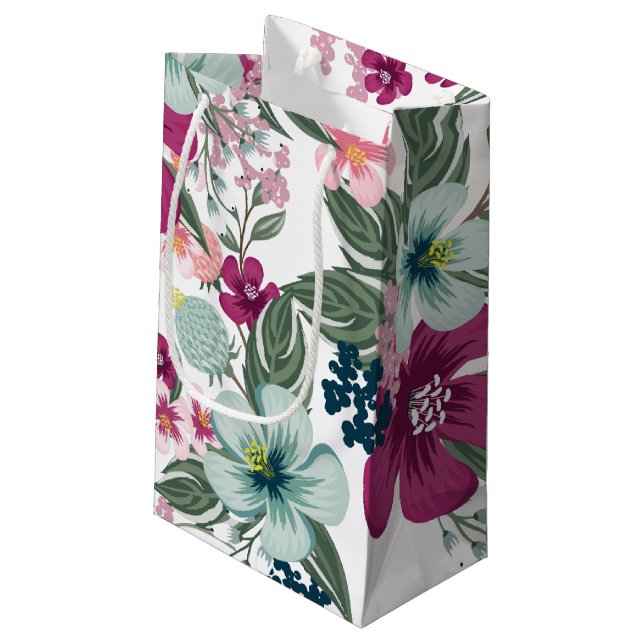 5lx3wx8,5h Small Gift Bag Tropical Flowers on Whit (Baksidan Vinklad)