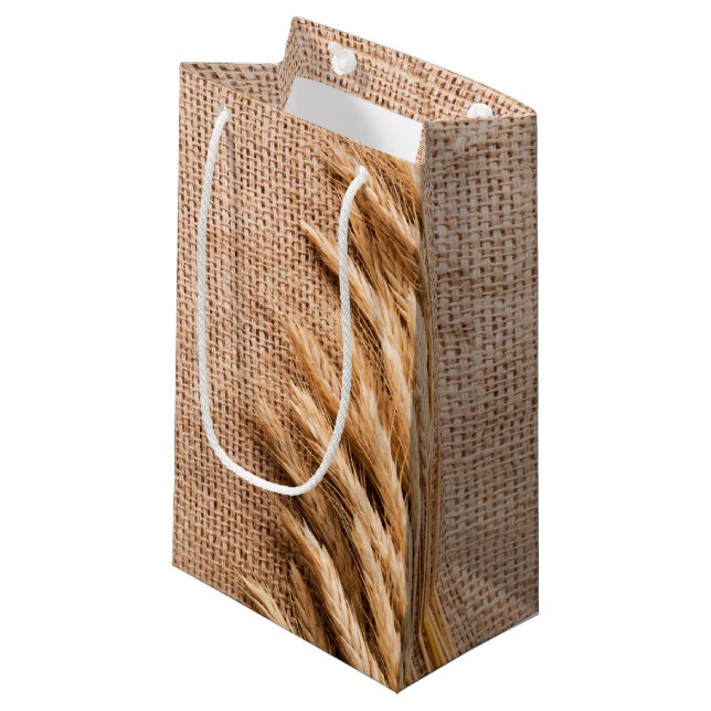 5lx3wx8,5h Small Gift Bag-vete på Burlap Sack Cou (Framsidan Vinklad)