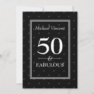 5O och Fabulous black and White modern Birthday Inbjudningar