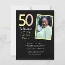 5O och Fabulous Black Gult Rainbow Chic Birthday