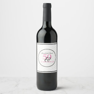 5O och Fabulous Black Rosa and White Birthday Vinflaska Etikett