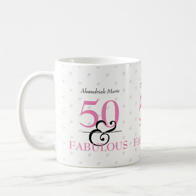 5O och Fabulous Elegant Modern födelsedag Kaffemugg (Vänster)